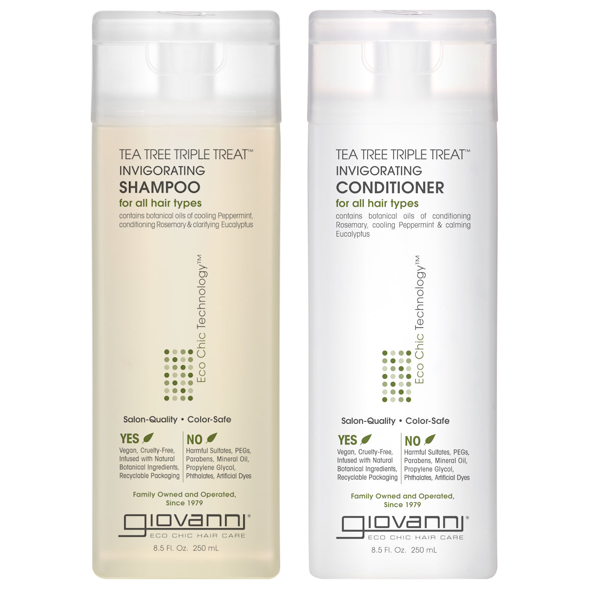 (BUNDLE OF 2) GIOVANNI TEA TREE TRIPLE TREAT SHAMPOO & CONDITIONER 250ML