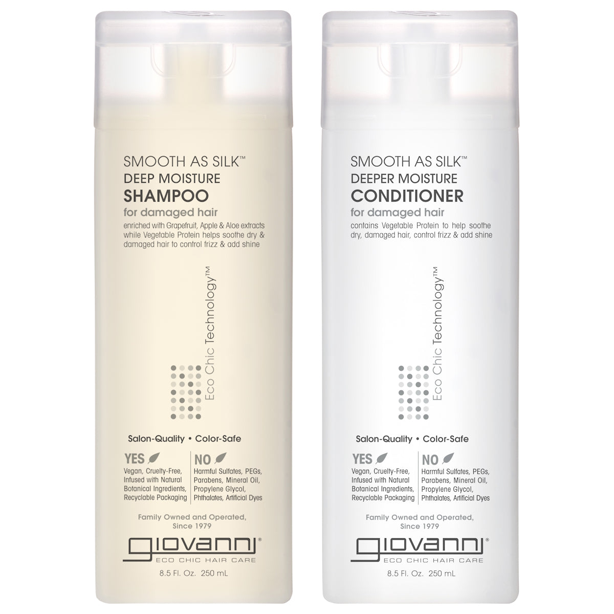 (BUNDLE OF 2) GIOVANNI SMOOTH AS SILK SHAMPOO & CONDITIONER 250ML