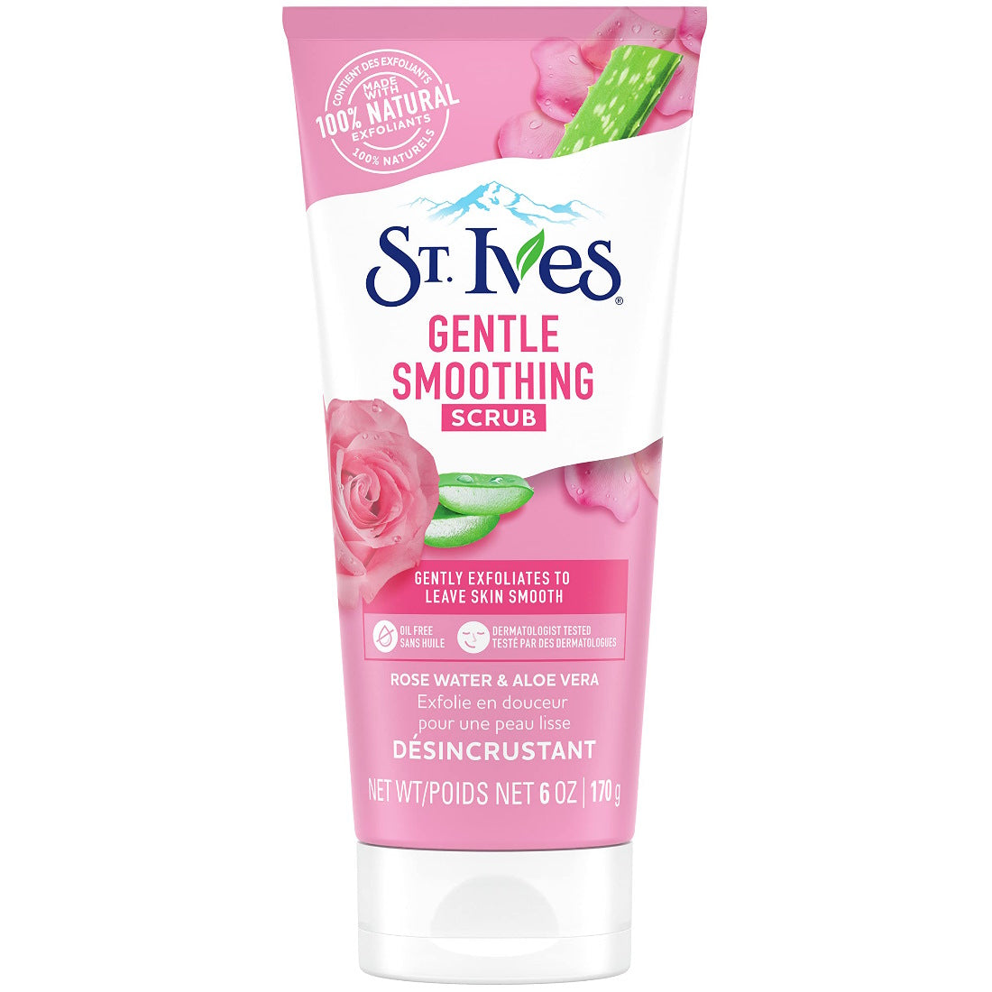 ST. IVES GENTLE SMOOTHING SCRUB ROSE WATER & ALOE VERA 6OZ 170G