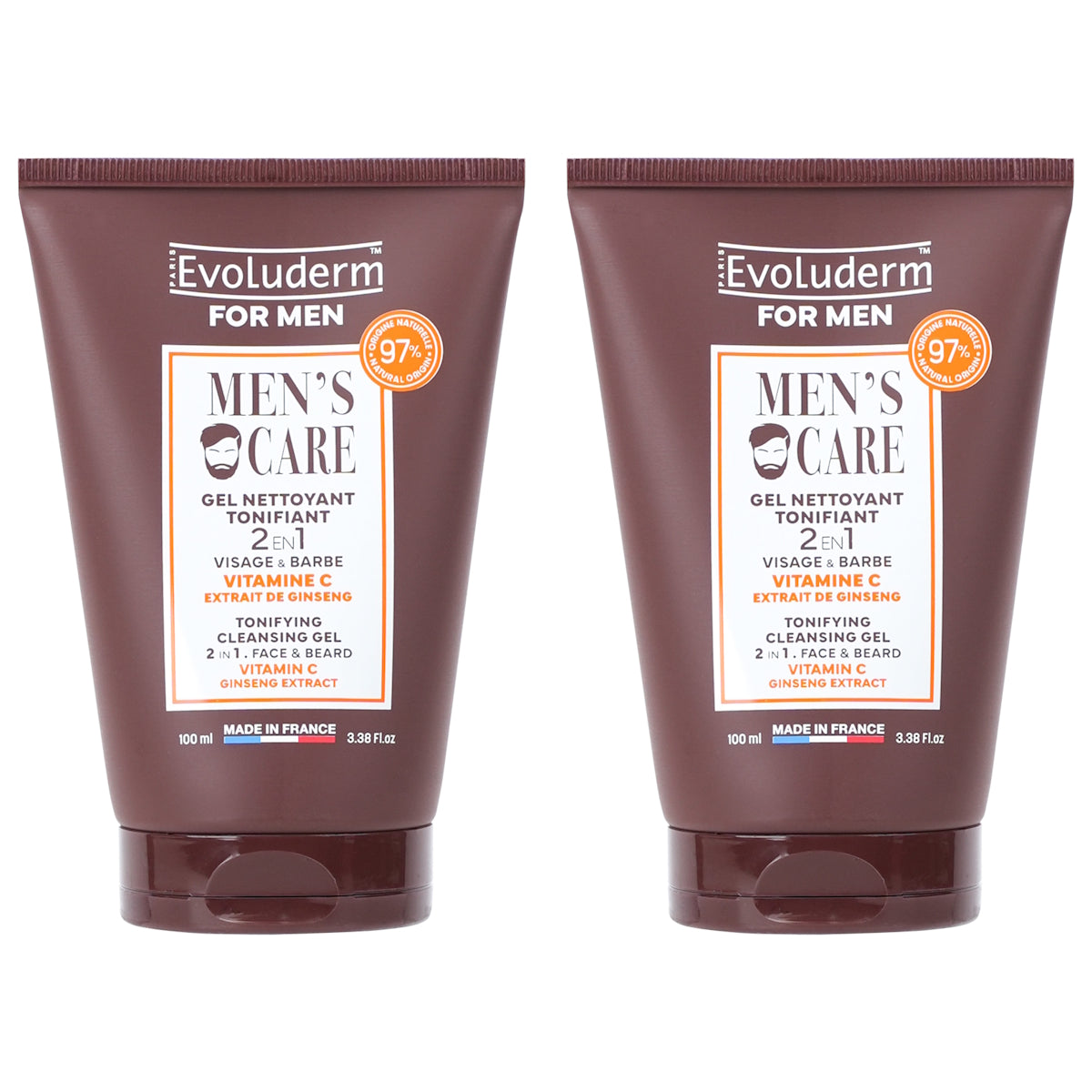 (BUNDLE OF 2) EVOLUDERM MEN'S CARE TONIFYING CLEANSING GEL 100ML