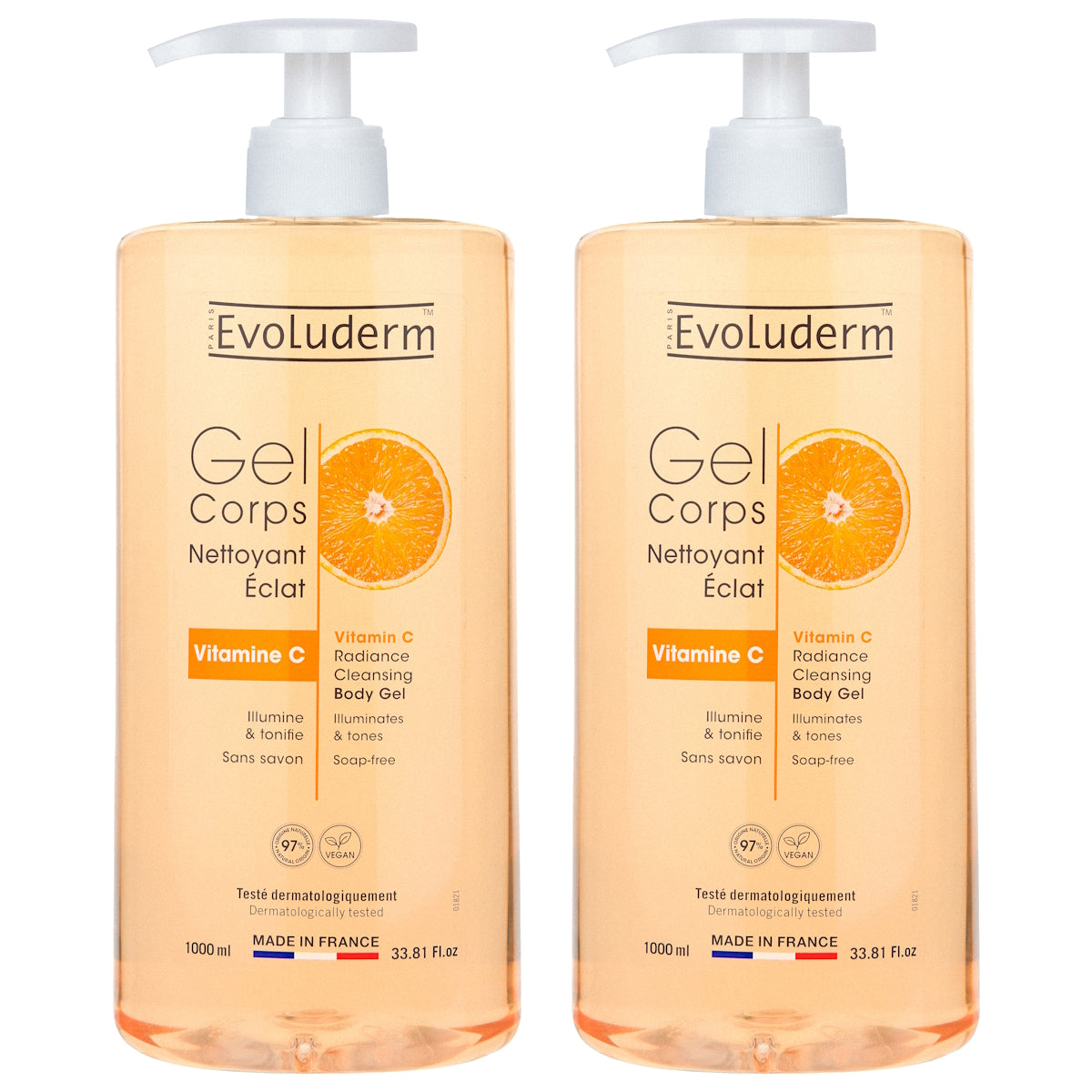 (BUNDLE OF 2) EVOLUDERM VITAMIN C CLEANSING BODY GEL 1L