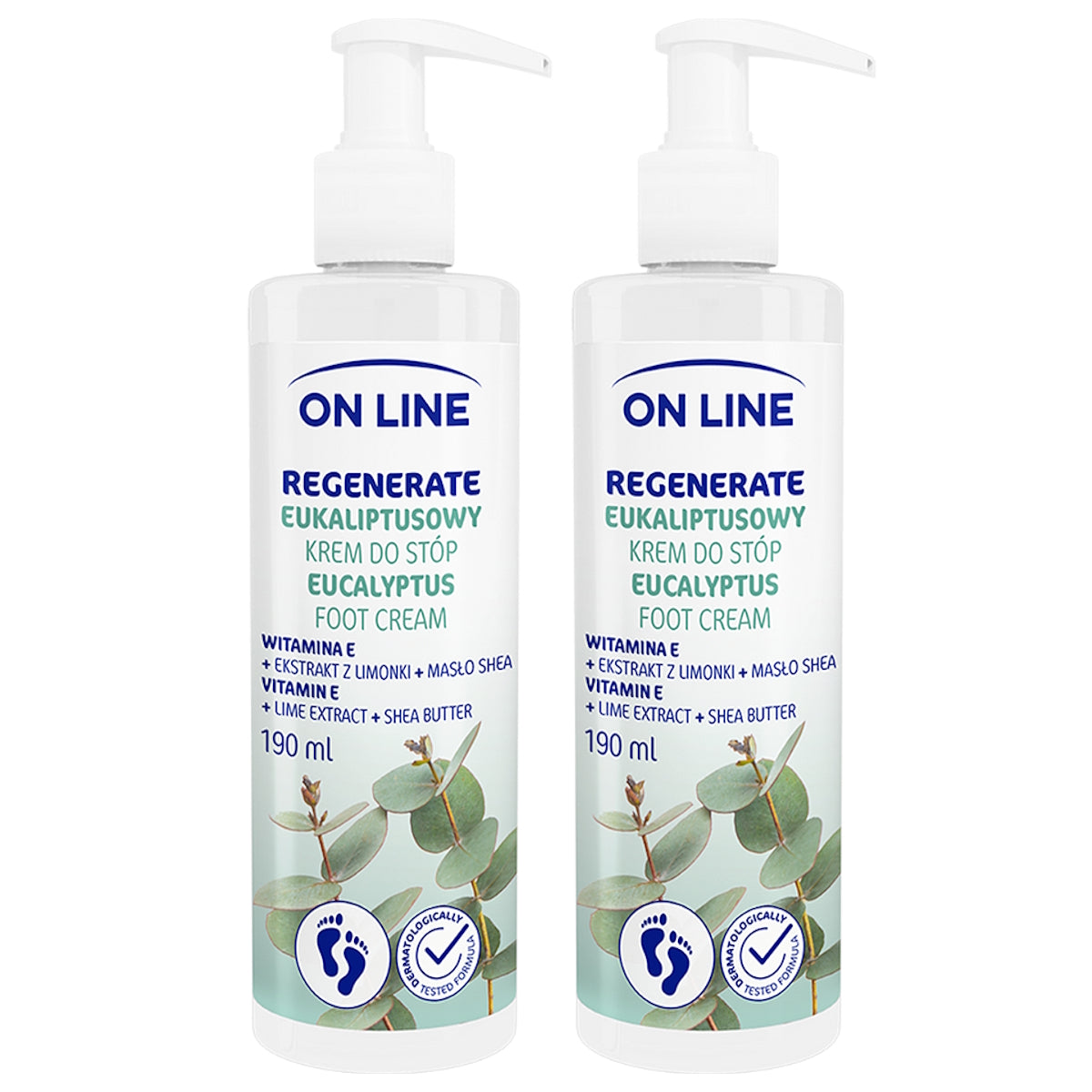 (BUNDLE OF 2) ON LINE REGENERATE EUCALYPTUS FOOT CREAM 190ML