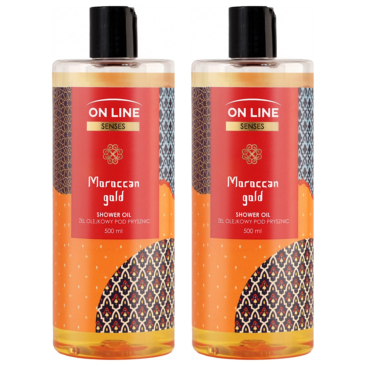 (BUNDLE OF 2) ON LINE SENSES SHOWER OIL MOROCCAN GOLD 500ML
