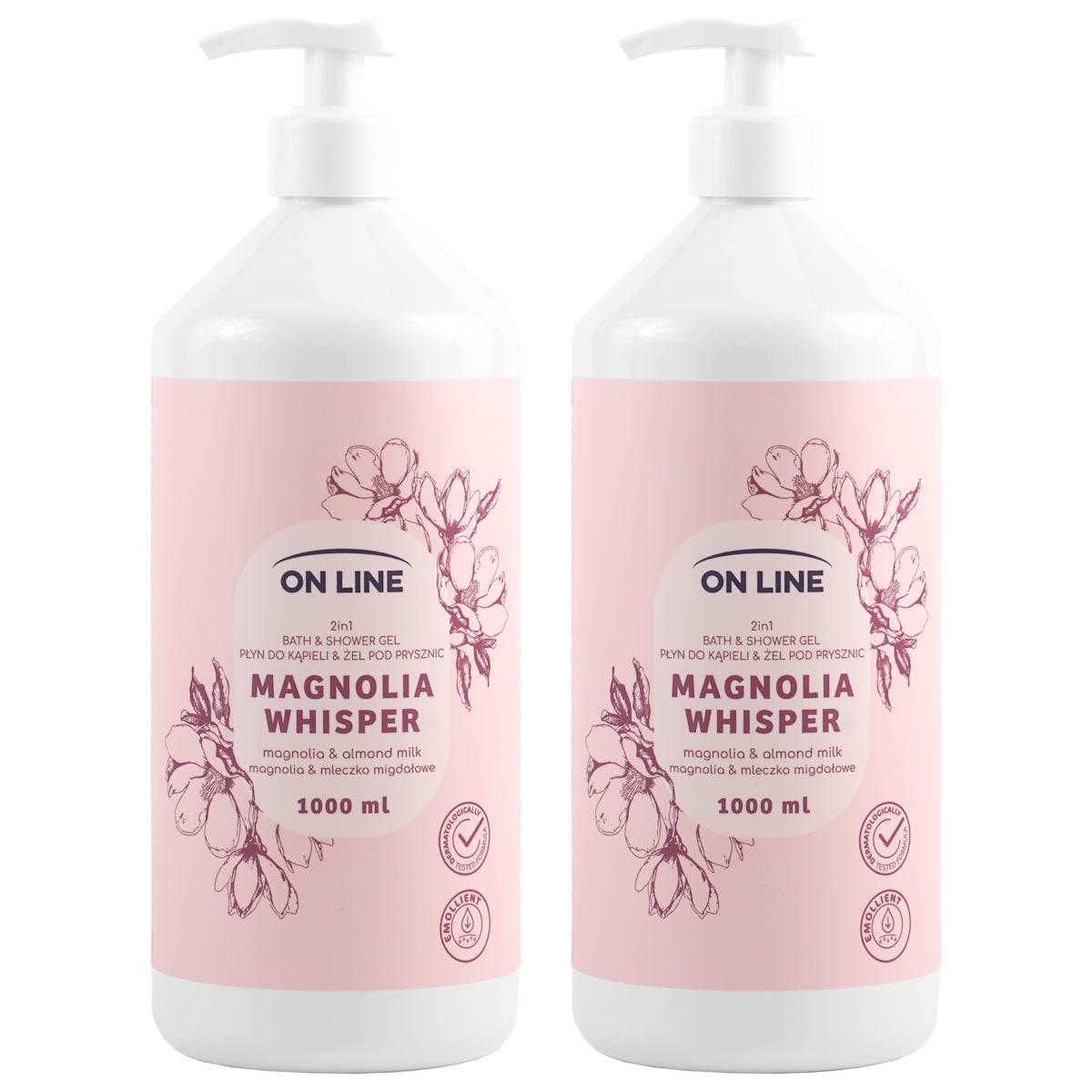 (BUNDLE OF 2) ON LINE BATH & SHOWER GEL MAGNOLIA WHISPER 1000ML