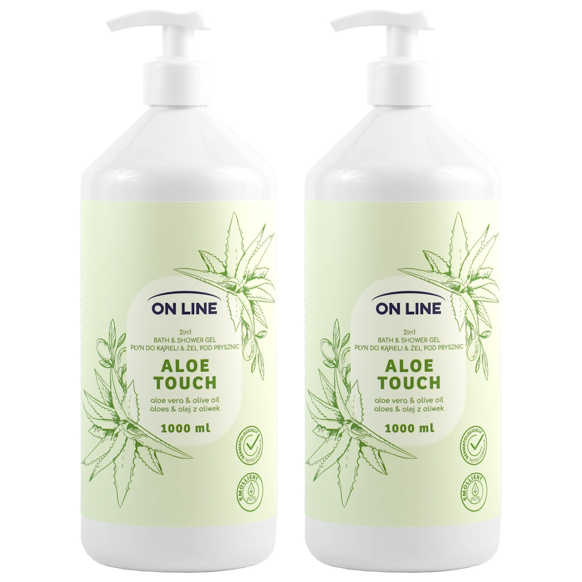 (BUNDLE OF 2) ON LINE BATH & SHOWER GEL ALOE TOUCH 1000ML