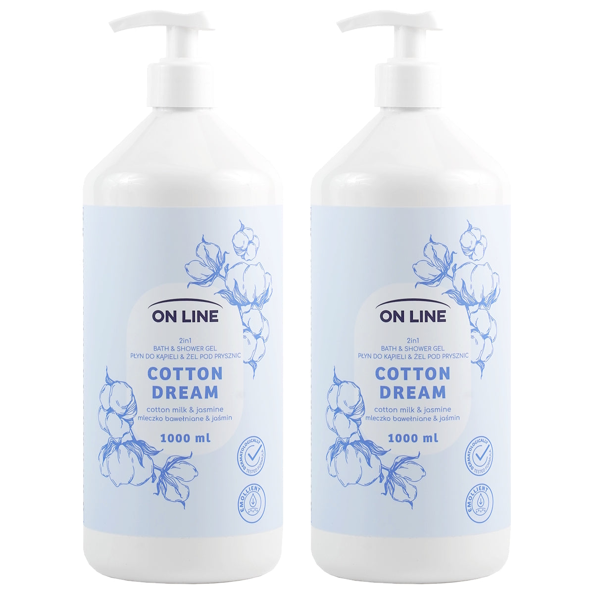 (BUNDLE OF 2) ON LINE BATH & SHOWER GEL COTTON DREAM 1000ML