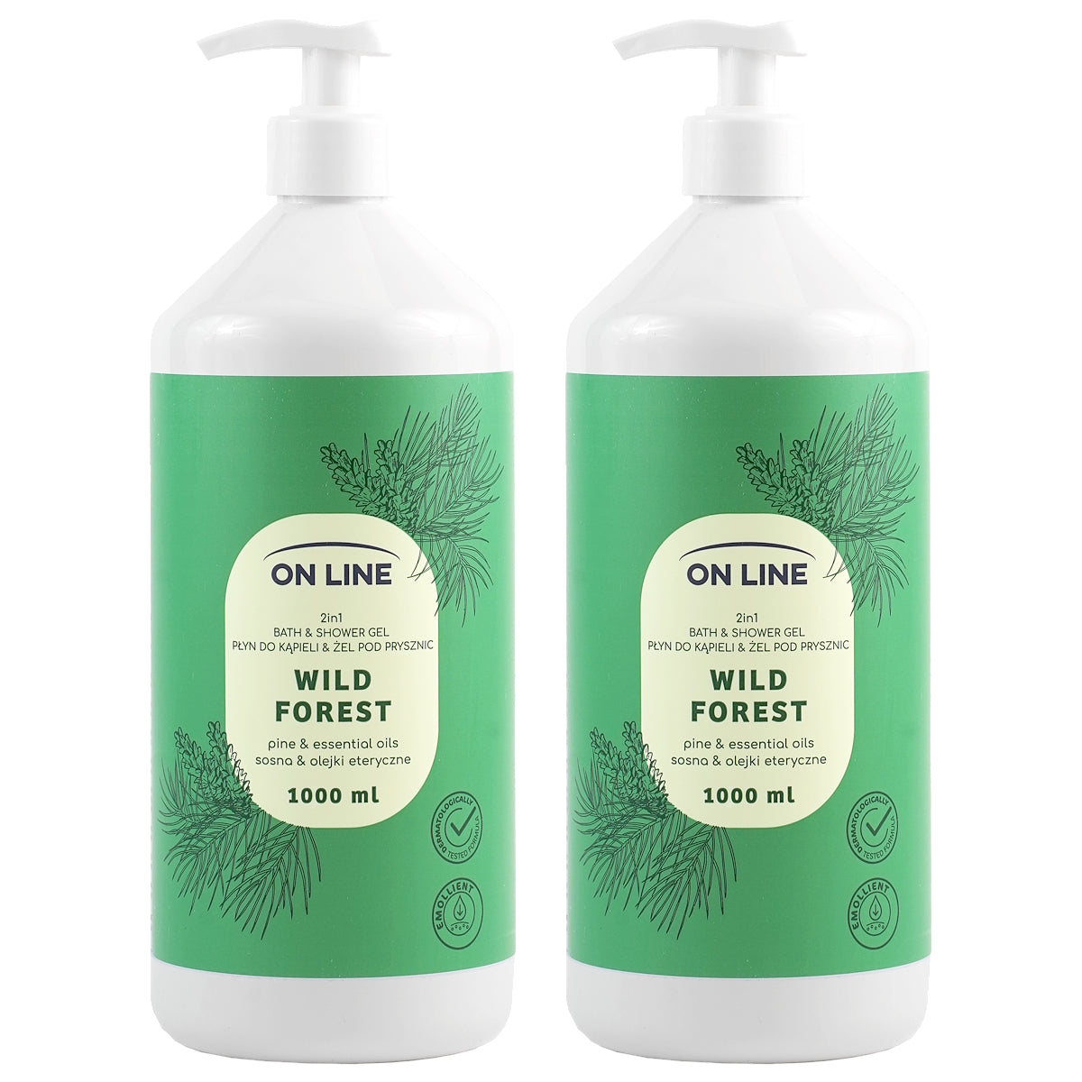 (BUNDLE OF 2) ON LINE BATH & SHOWER GEL WILD FOREST 1000ML