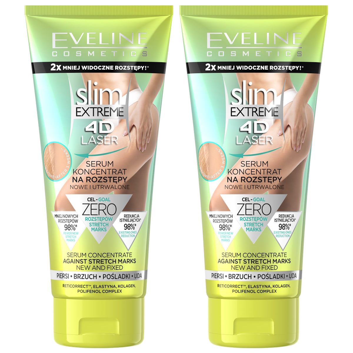 (BUNDLE OF 2) EVELINE SLIM EXTREME 4D LASER SERUM CONCENTRATE AGAINST STRETCH MARKS 150ML