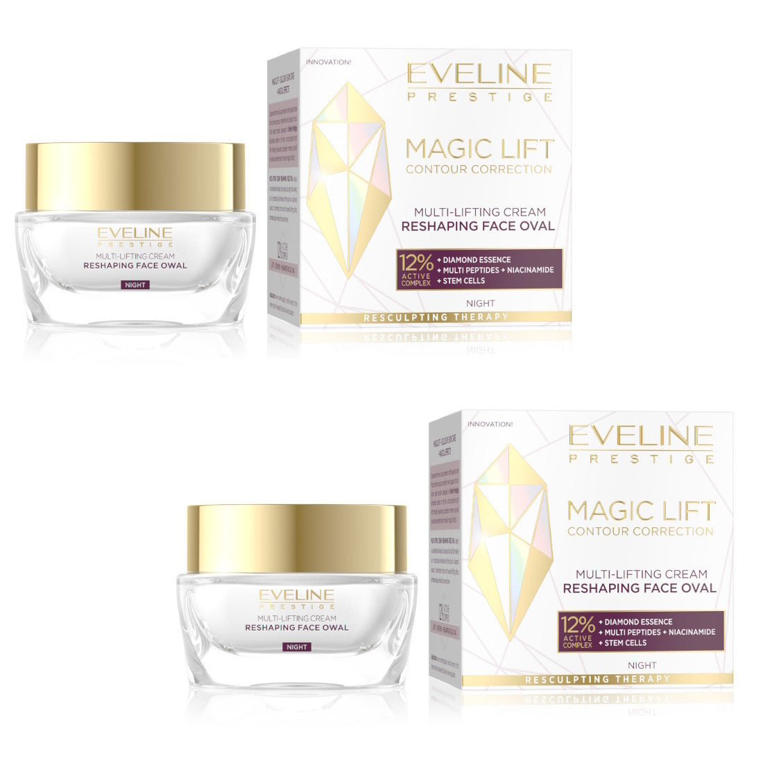 (BUNDLE OF 2) EVELINE MAGIC LIFT CONTOUR CORRECTION MULTI-LIFTING NIGHT CREAM RESHAPING FACE OVAL 50ML (EXP:11/2026)