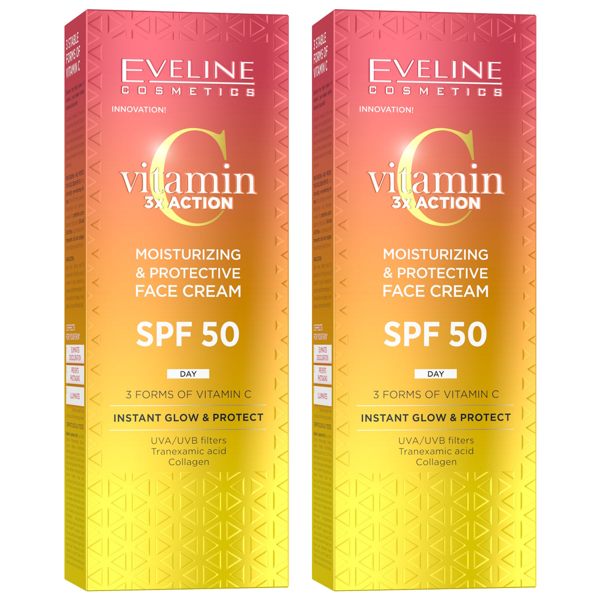 (BUNDLE OF 2) EVELINE VITAMIN C 3X ACTION MOISTURIZING & PROTECTIVE FACE CREAM SPF50 30ML
