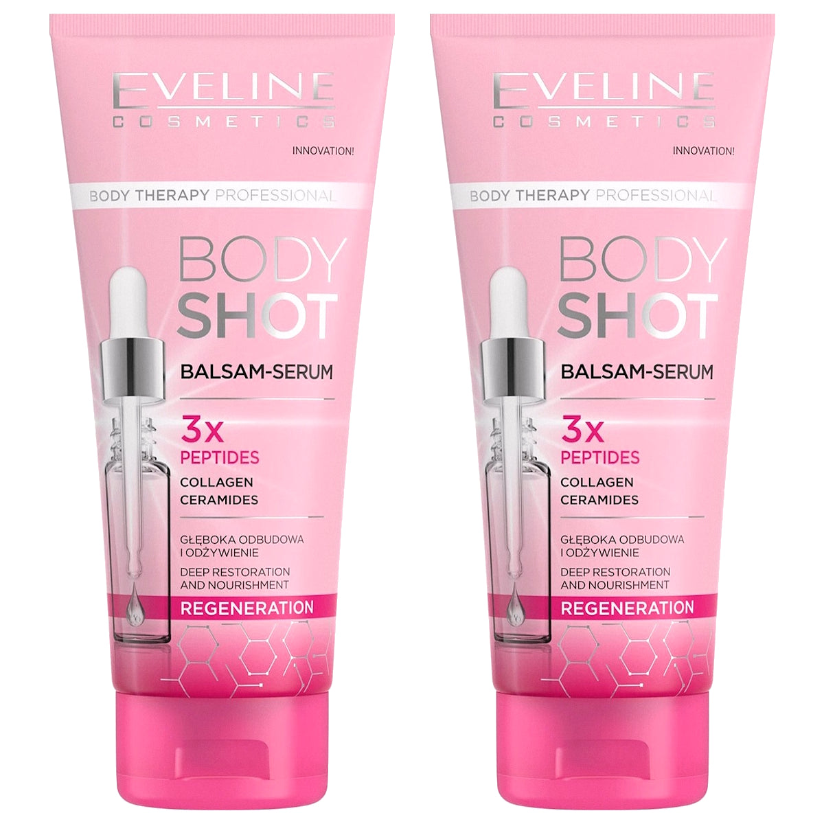 (BUNDLE OF 2) EVELINE BODY SHOT BALM-SERUM 3X PEPTIDES COLLAGEN REGENERATION 200ML