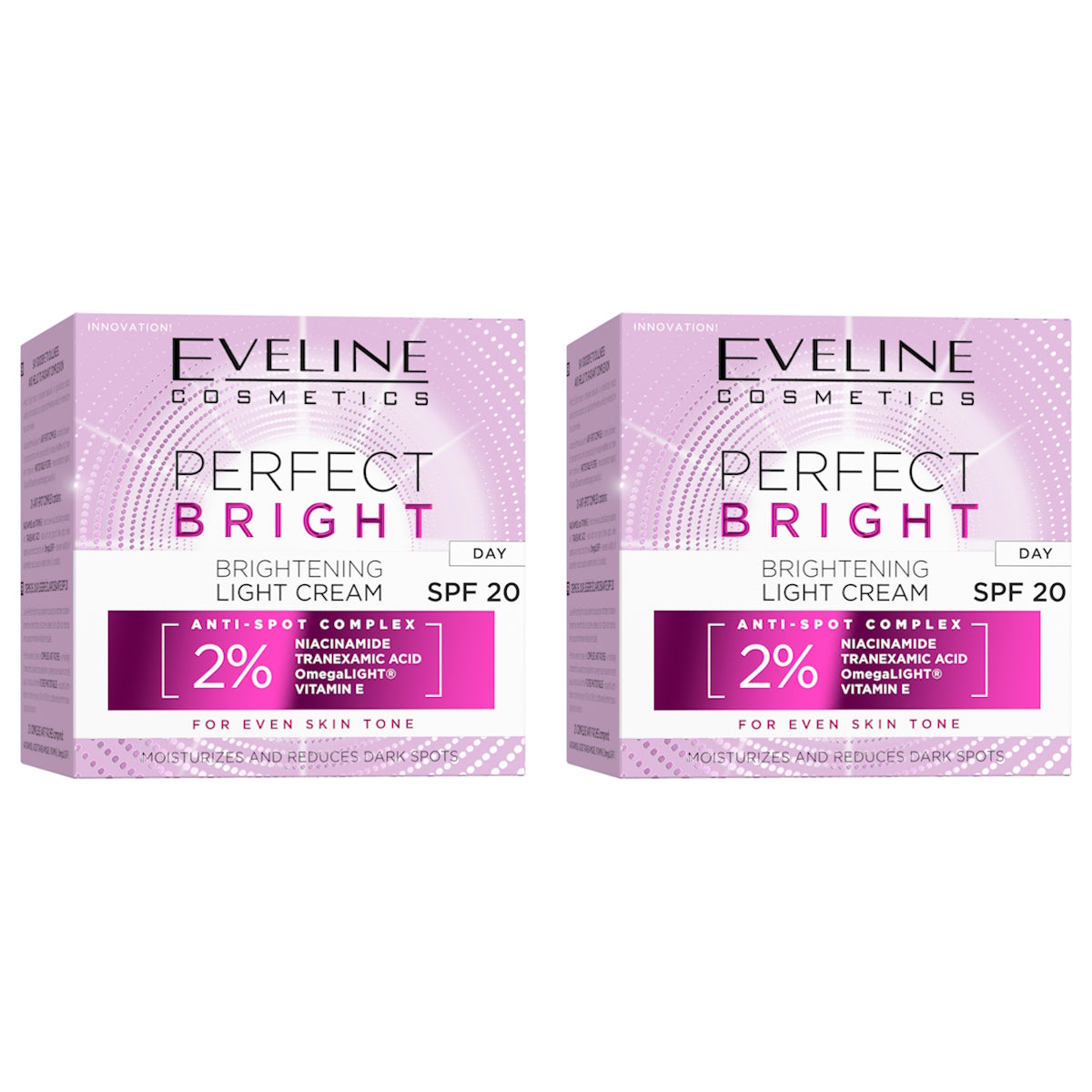 (BUNDLE OF 2) EVELINE PERFECT BRIGHT BRIGHTENING LIGHT DAY CREAM SPF20 50ML