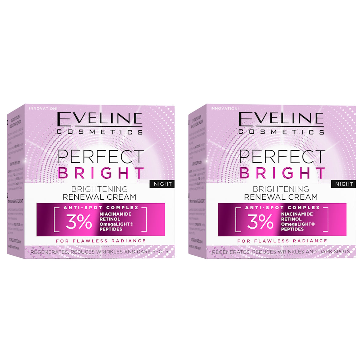 (BUNDLE OF 2) EVELINE PERFECT BRIGHT BRIGHTENING RENEWAL NIGHT CREAM 50ML