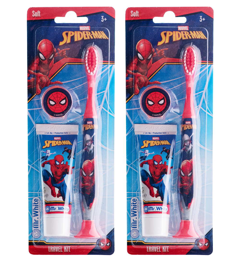 (BUNDLE OF 2) MR WHITE SPIDERMAN TRAVEL KIT TOOTHBRUSH WITH TOOTHPASTE 25ML