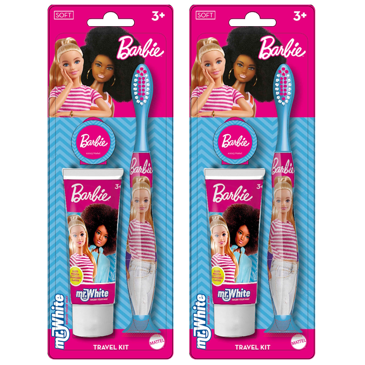 (BUNDLE OF 2) MR WHITE BARBIE TRAVEL KIT TOOTHBRUSH WITH TOOTHPASTE 25ML