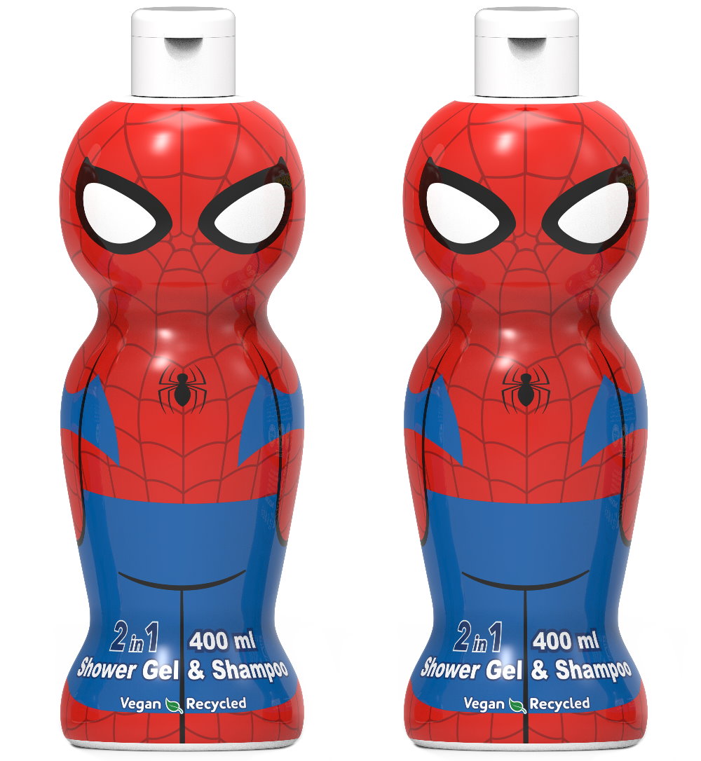 (BUNDLE OF 2) AIR VAL SPIDERMAN 1D SHOWER GEL & SHAMPOO 2 IN 1 400ML