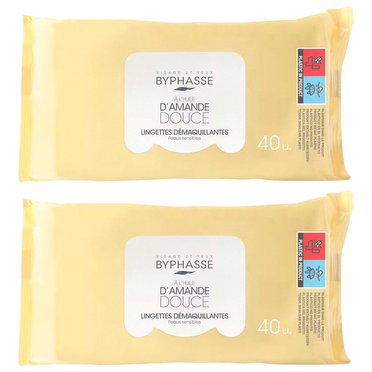 (BUNDLE OF 2) BYPHASSE MAKE UP REMOVER WIPES 40'S - SENSITIVE SKIN