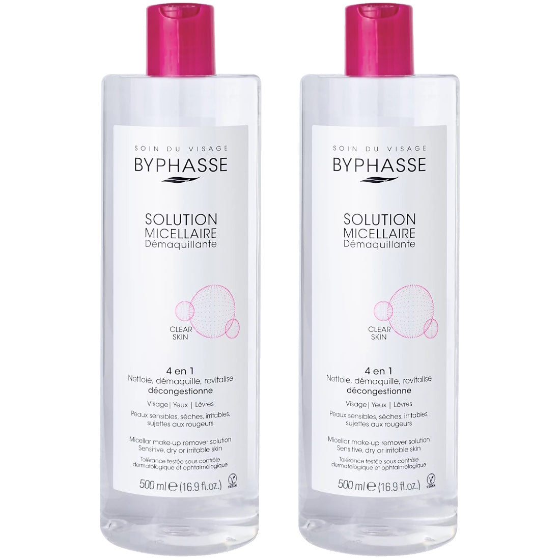 (BUNDLE OF 2) BYPHASSE MICELLAR MAKE UP REMOVER SOLUTION 500ML