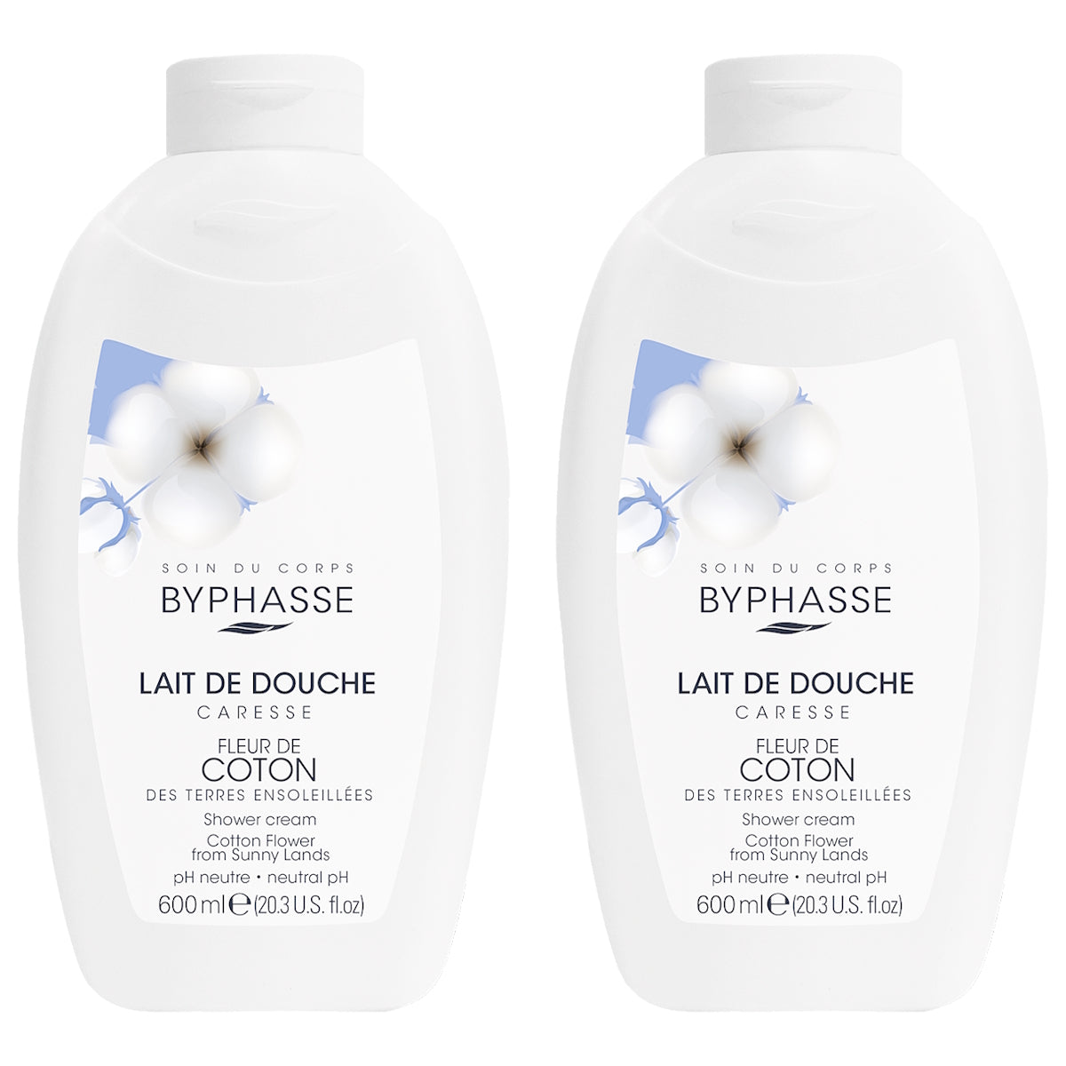 (BUNDLE OF 2) BYPHASSE CARESSE SHOWER CREAM COTTON FLOWER 600ML