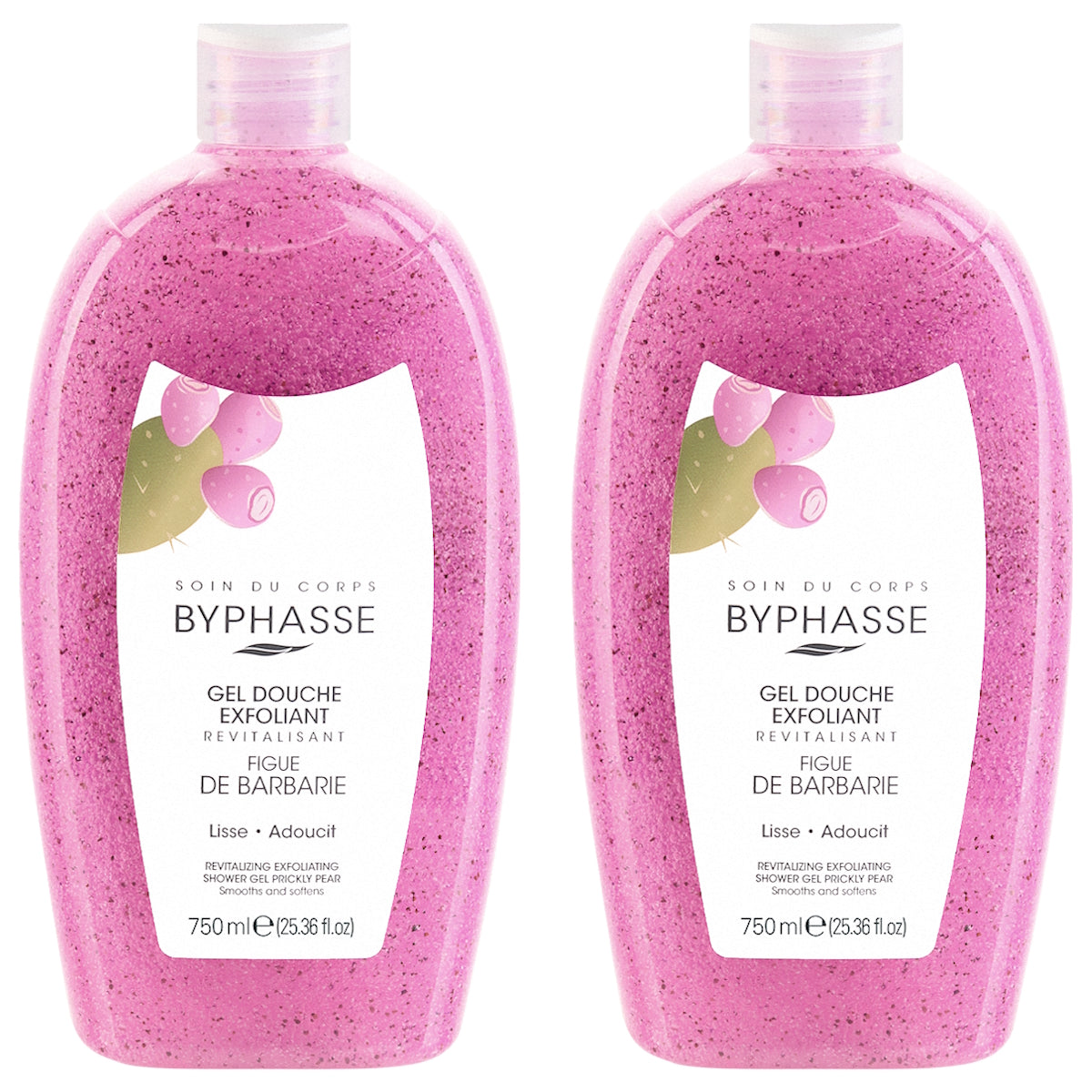(BUNDLE OF 2) BYPHASSE EXFOLIATING SHOWER GEL PRICKLY PEAR 750ML