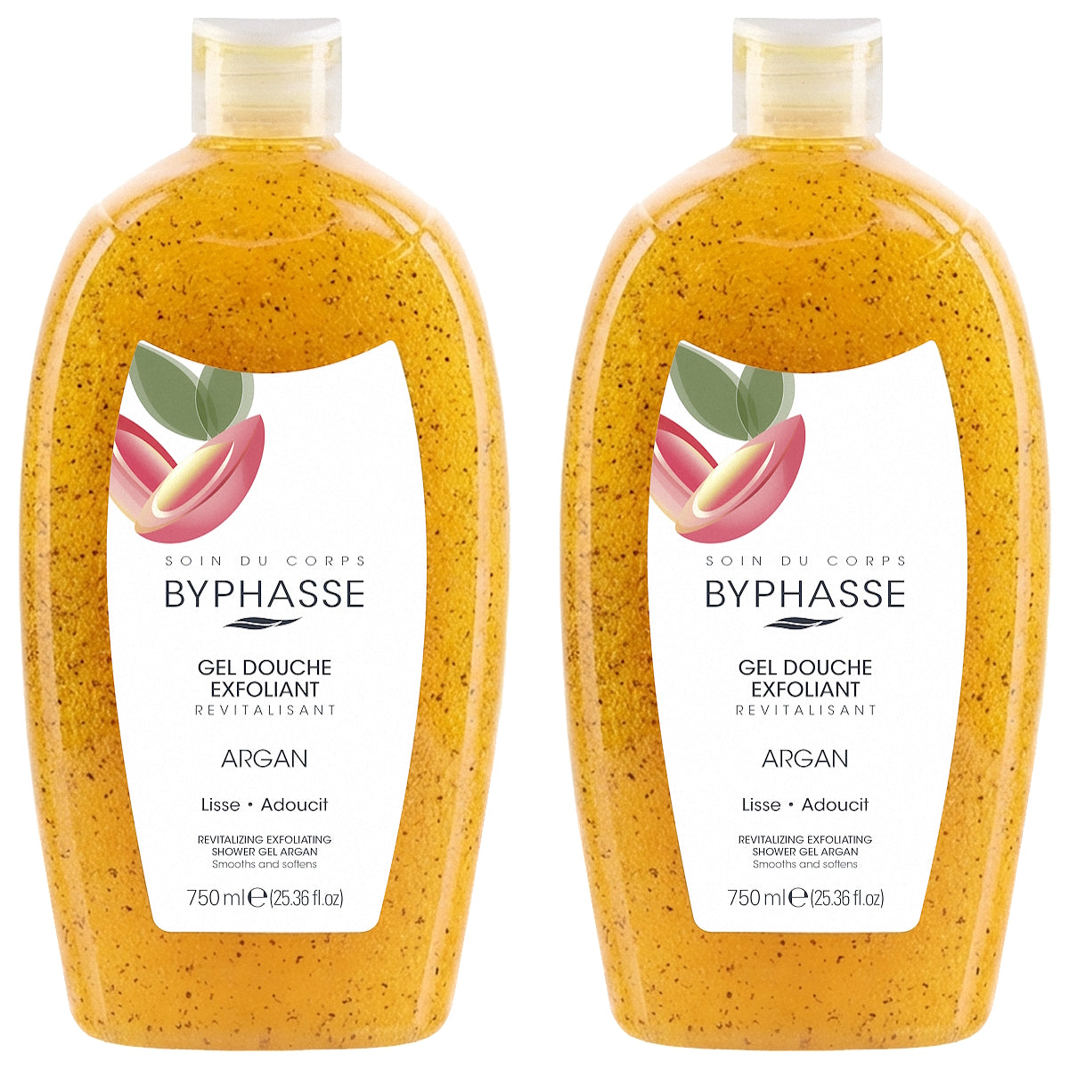 (BUNDLE OF 2) BYPHASSE EXFOLIATING SHOWER GEL ARGAN 750ML