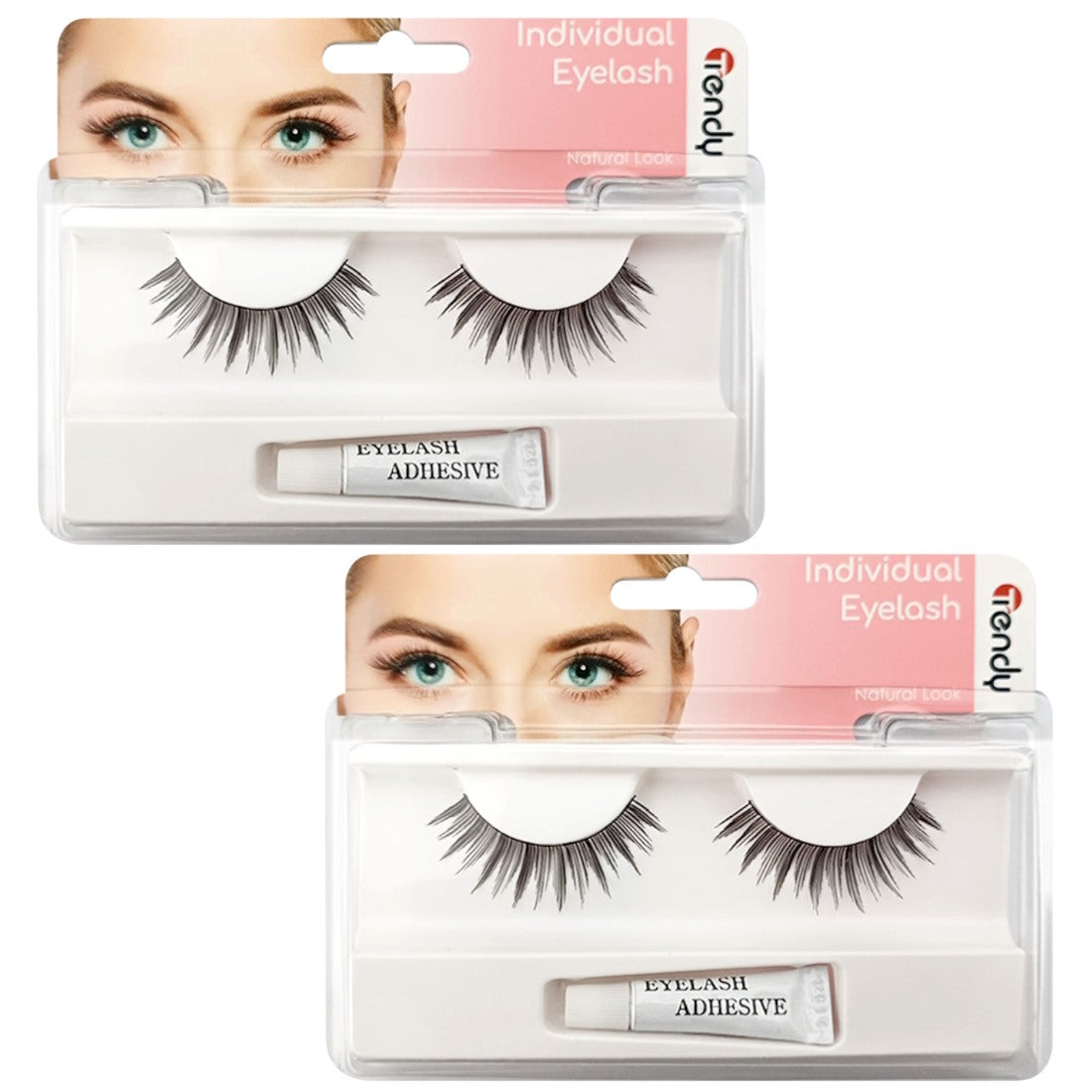 (BUNDLE OF 2) TRENDY STRIP LASHES WITH EYELASH ADHESIVE 1G #65