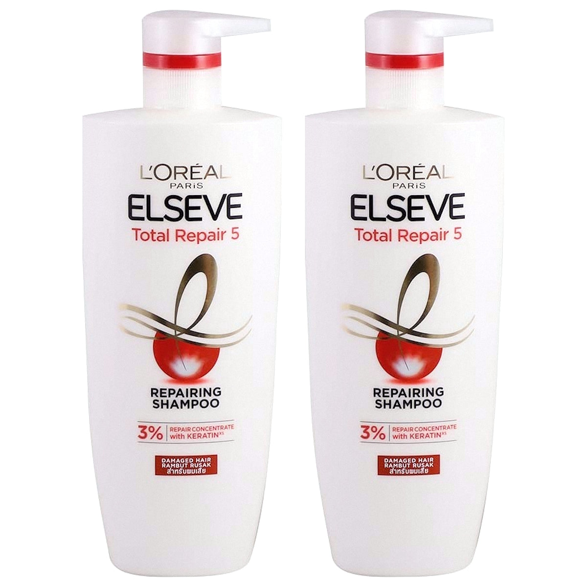 (BUNDLE OF 2) L'OREAL PARIS TOTAL REPAIR 5 SHAMPOO 620ML