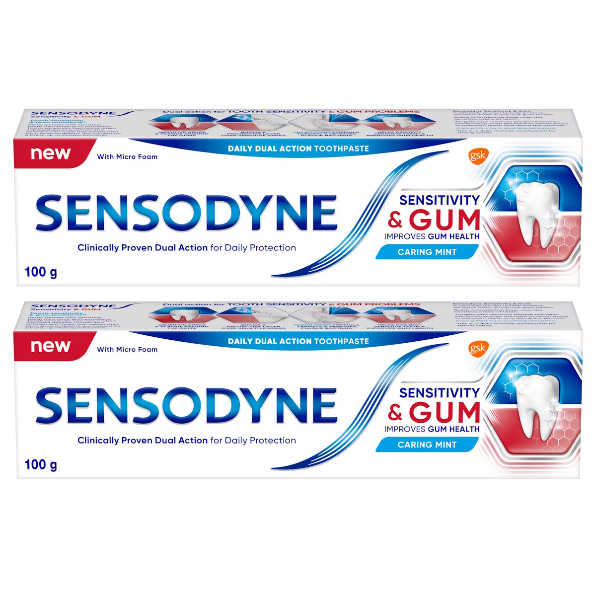 (BUNDLE OF 2) SENSODYNE SENSITIVITY & GUM CARING MINT 100G