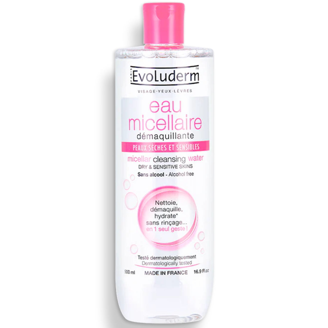EVOLUDERM MICELLAR CLEANSING WATER 500ML (DRY & SENSITIVE SKIN) ( EXP:11/2026)