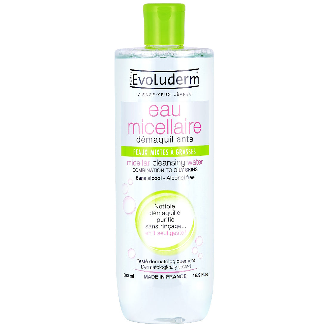 EVOLUDERM MICELLAR CLEANSING WATER 500ML (COMBINATION TO OILY SKIN)  (EXP:09/2026)