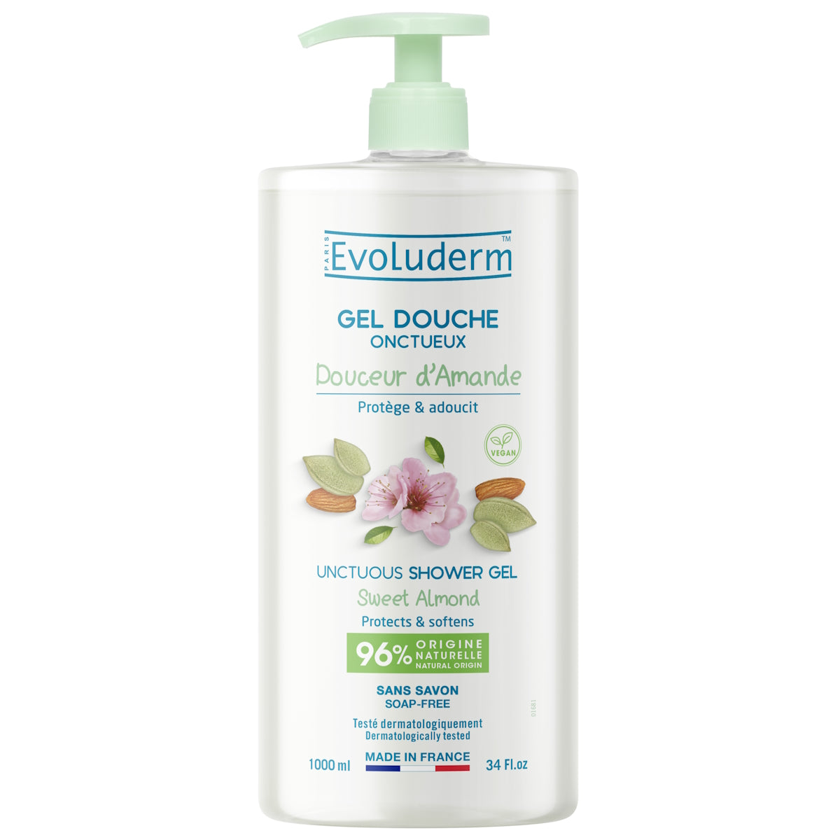 EVOLUDERM UNCTUOUS SHOWER GEL SWEET ALMOND 1000ML