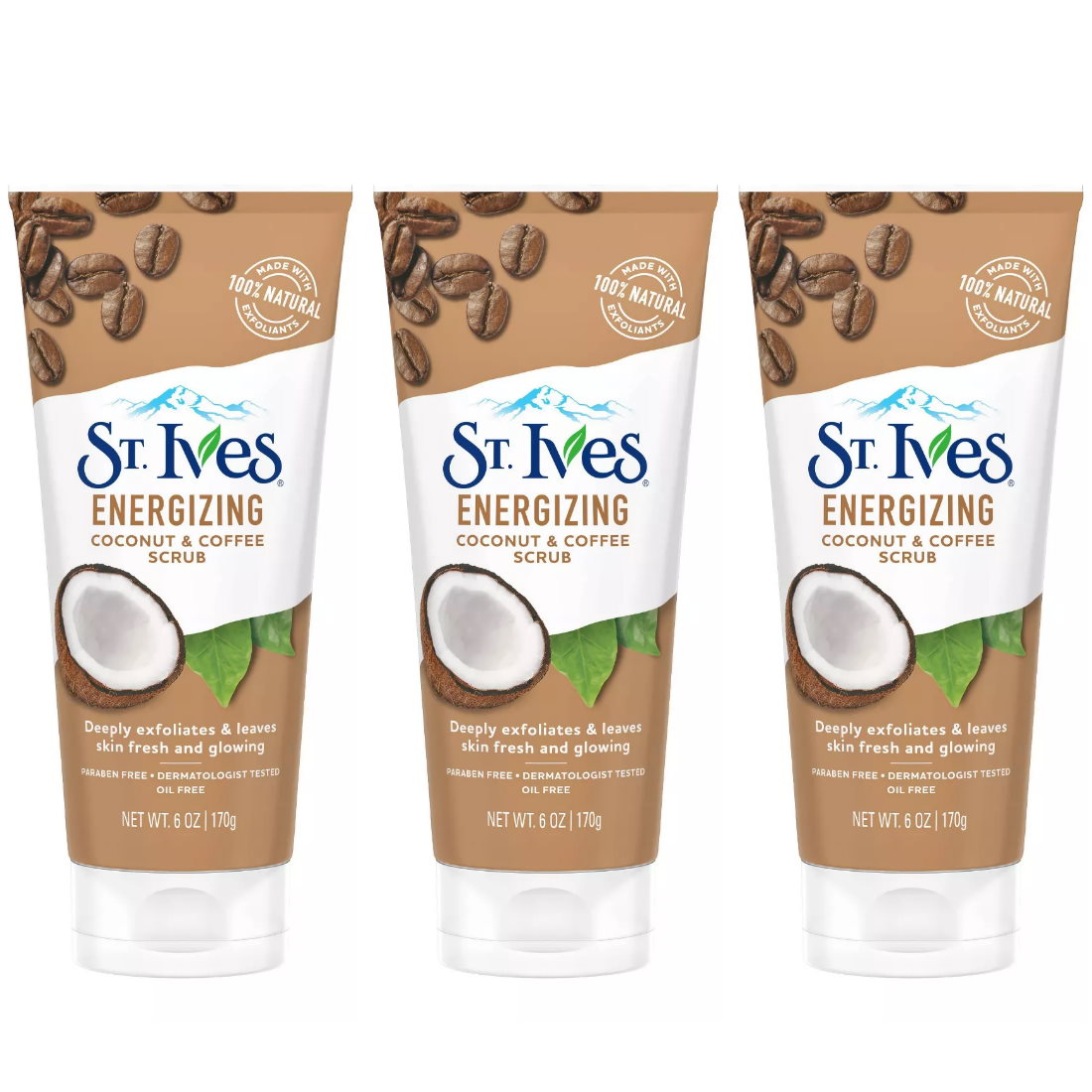 (BUNDLE OF 3) ST. IVES ENERGIZING COCONUT & COFFEE SCRUB 170G