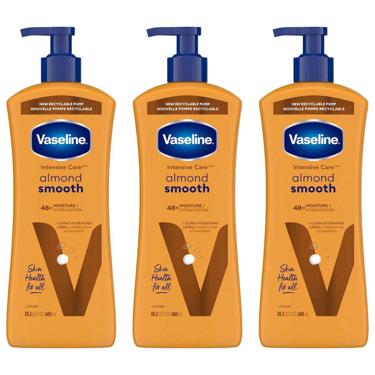 (BUNDLE OF 3) VASELINE ALMOND SMOOTH LOTION 600ML