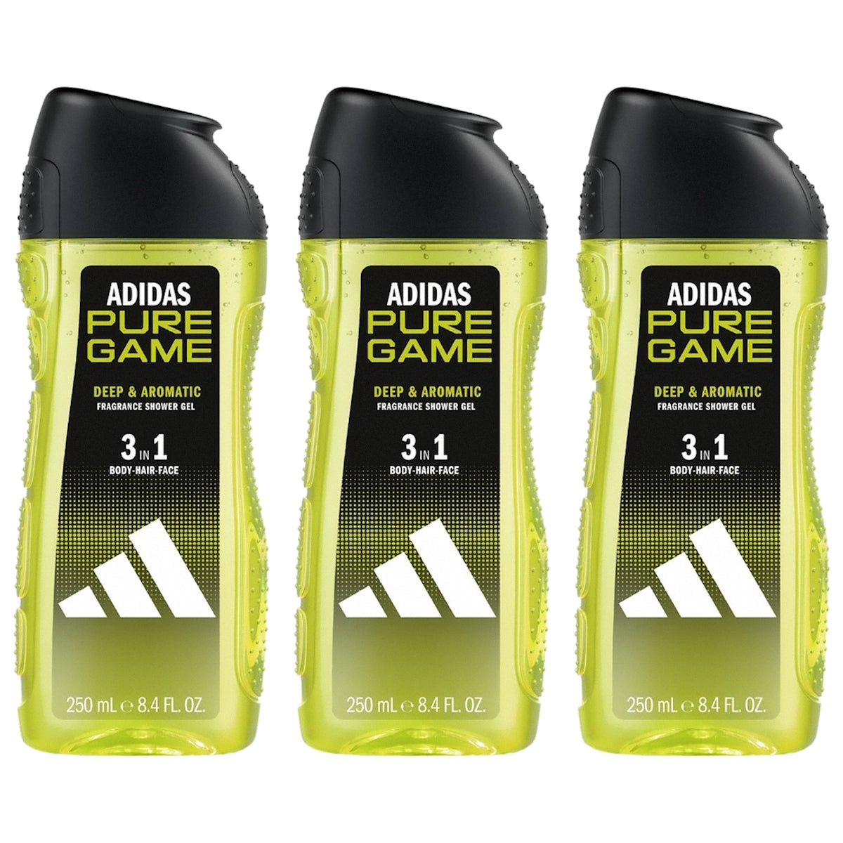 (BUNDLE OF 3) ADIDAS 3 IN 1 SHOWER GEL PURE GAME 250ML