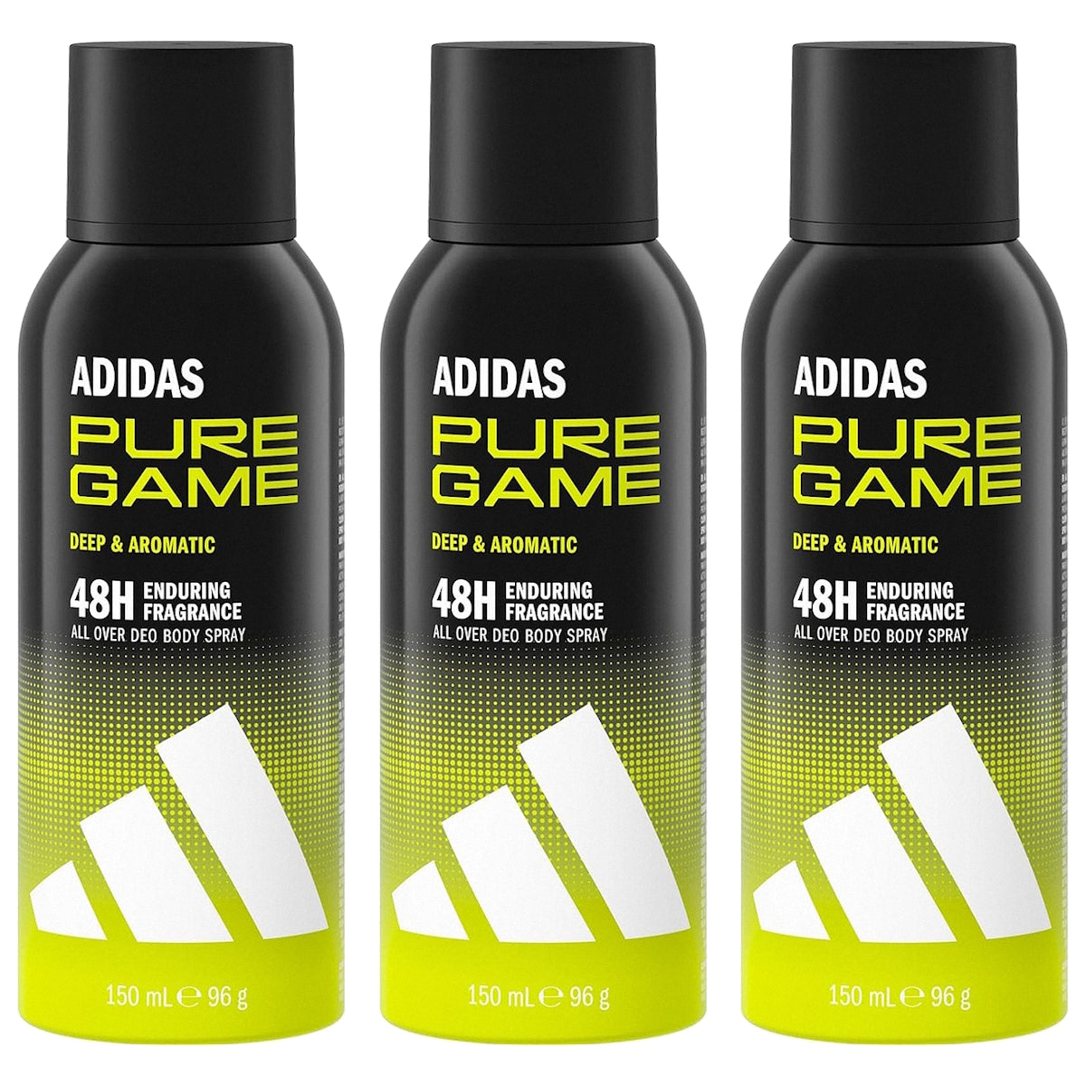 (BUNLDE OF 3) ADIDAS DEO SPRAY HOMME PURE GAME 150ML (NEW)