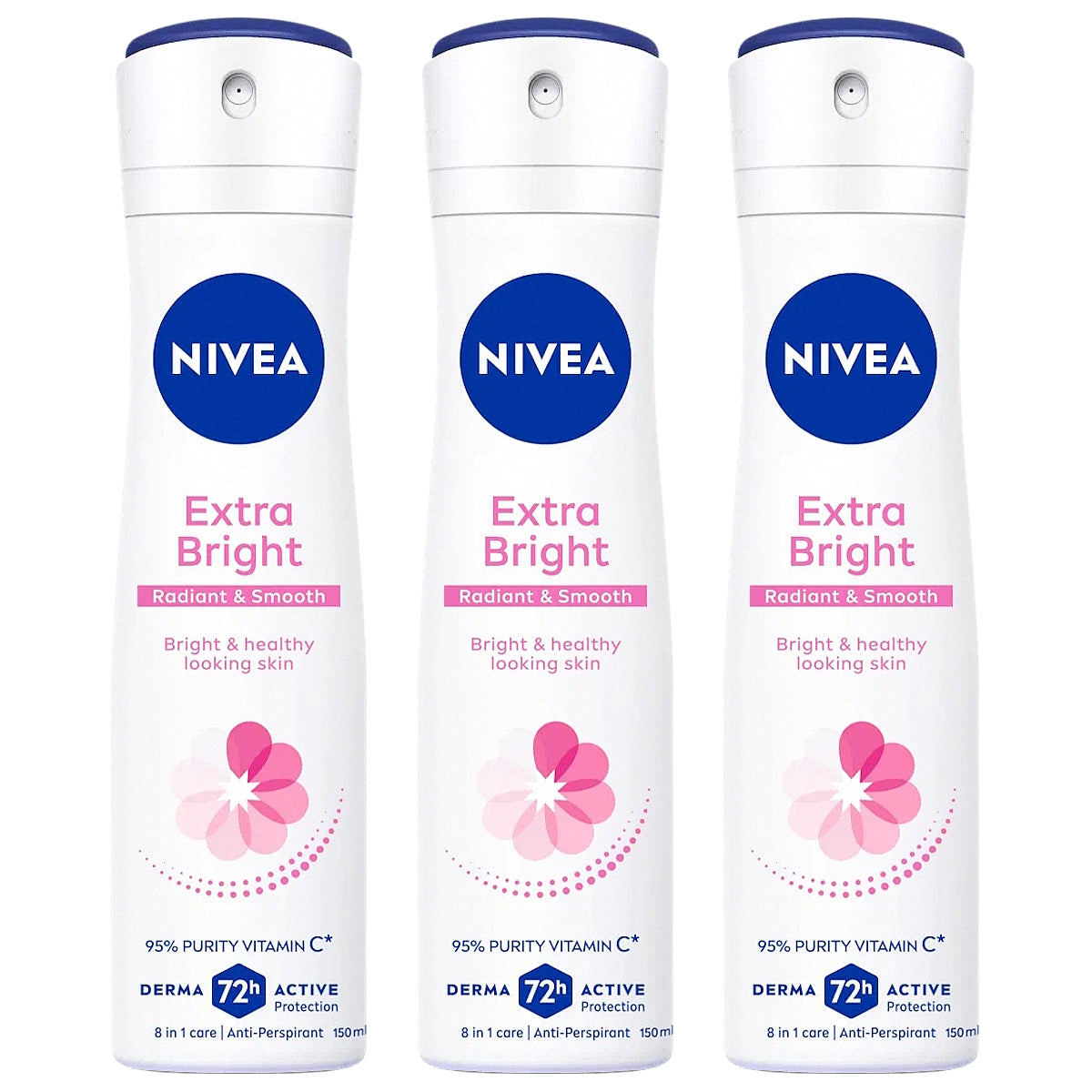 (BUNDLE OF 3) NIVEA DEODORANT SPRAY EXTRA BRIGHT 150ML