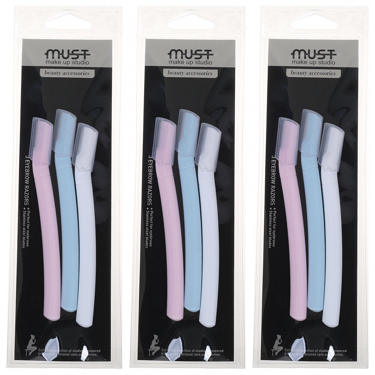 (BUNDLE OF 3) MUST 6425 EYEBROW RAZOR 3PCS (SHARP BLADE)