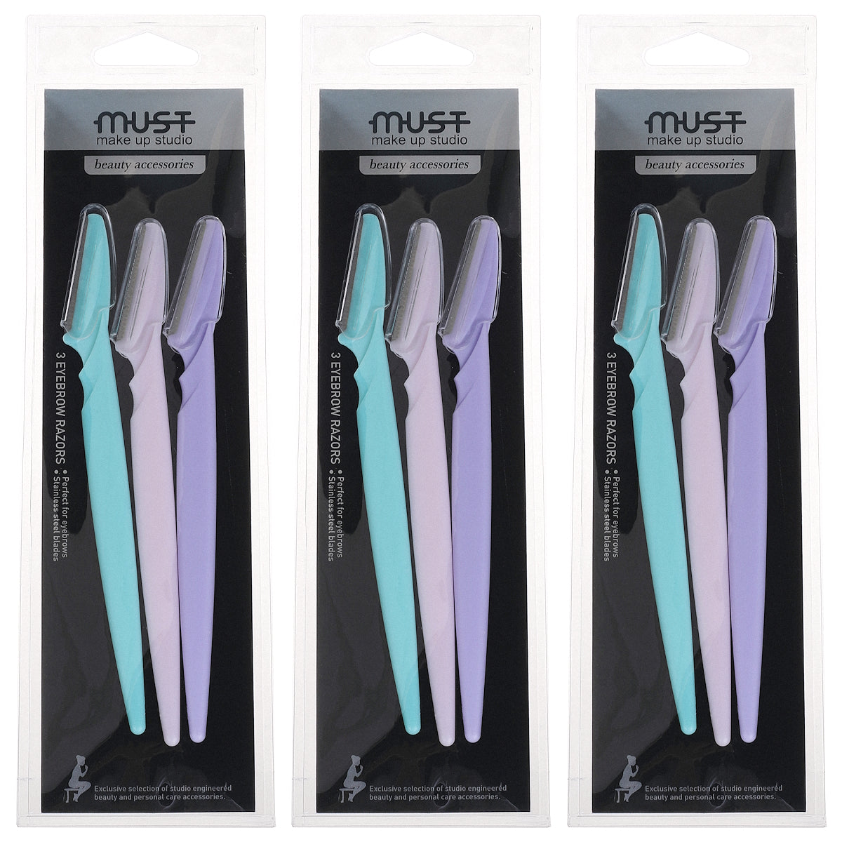 (BUNDLE OF 3) MUST 6426 EYEBROW RAZOR 3PCS (NETTED BLADE)