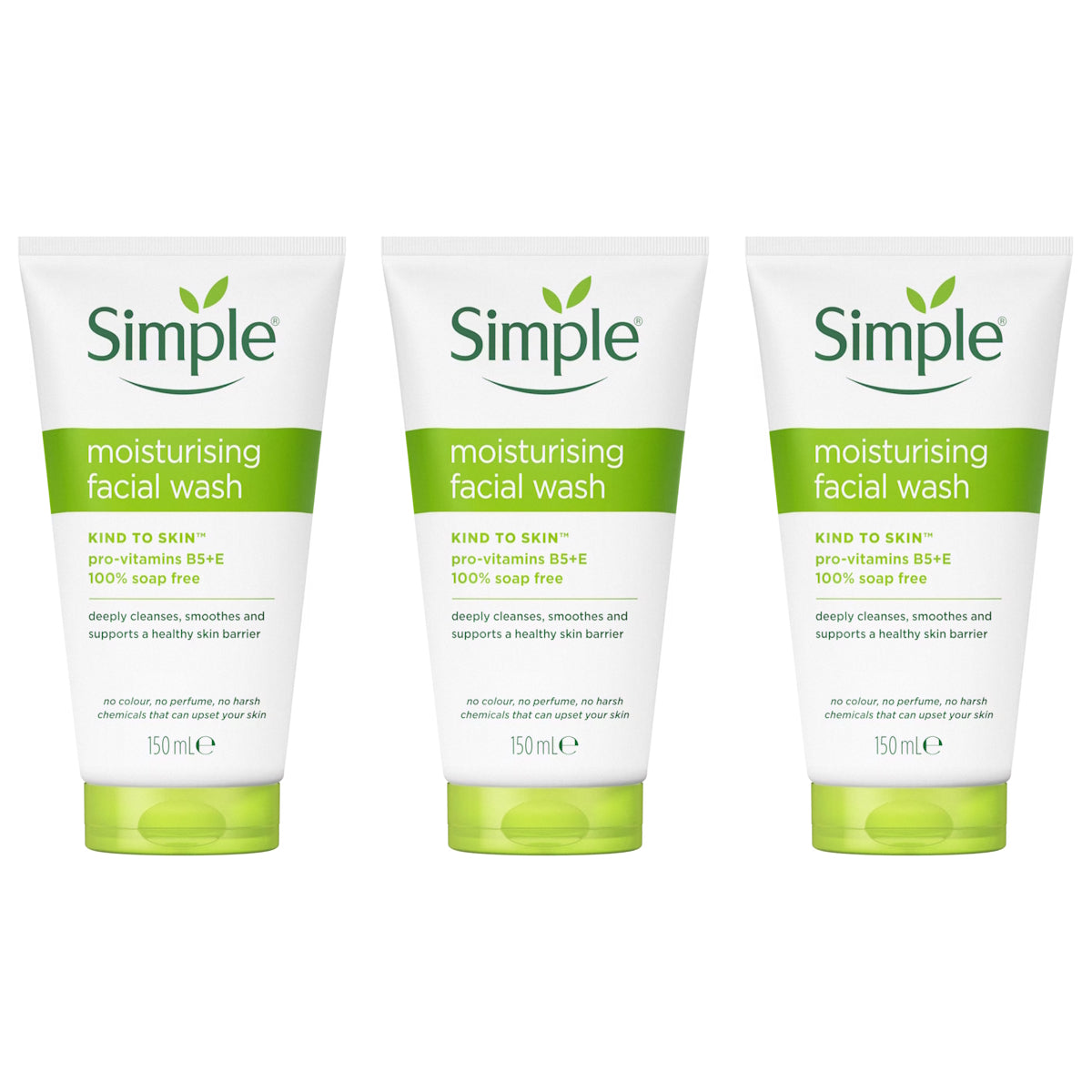 (BUNDLE OF 3) SIMPLE KIND TO SKIN MOISTURISING FACIAL WASH 150ML