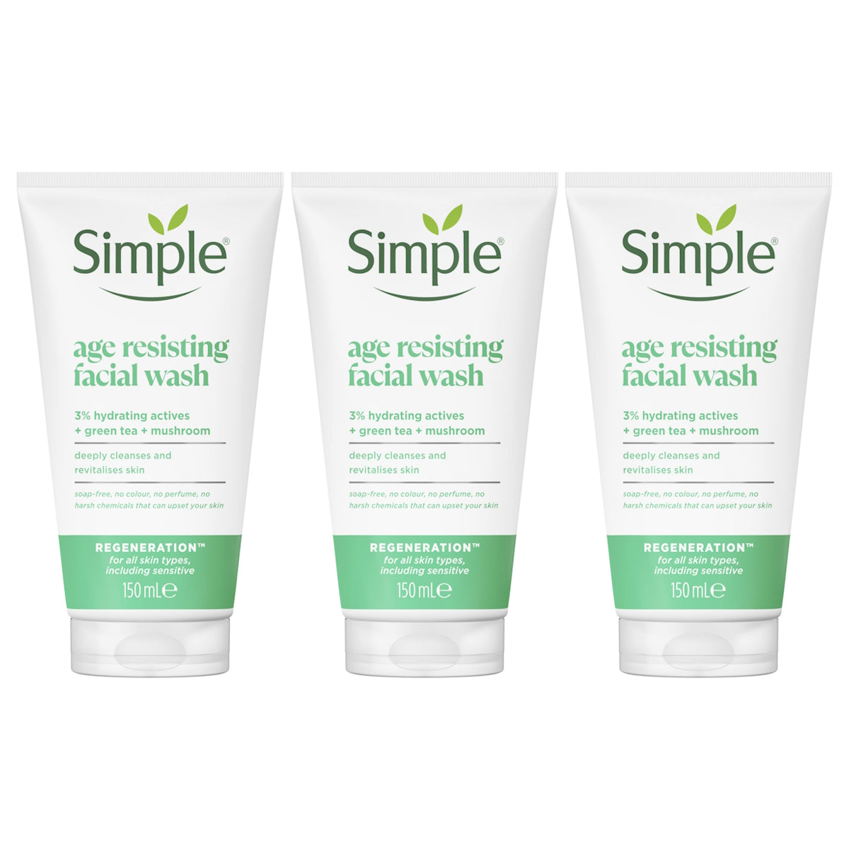 (BUNDLE OF 3) SIMPLE REGENERATION AGE RESISTING FACIAL WASH 150ML