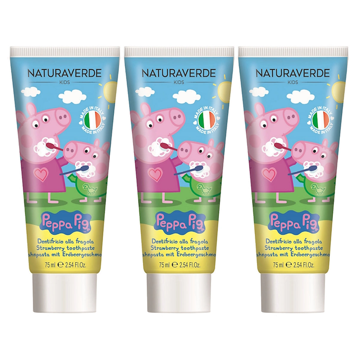 (BUNDLE OF 3) NATURAVERDE PEPPA PIG TOOTHPASTE STRAWBERRY 75ML