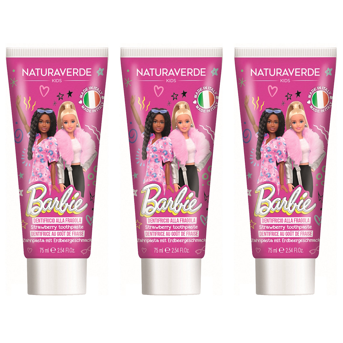 (BUNDLE OF 3) NATURAVERDE BARBIE STRAWBERRY TOOTHPASTE 75ML