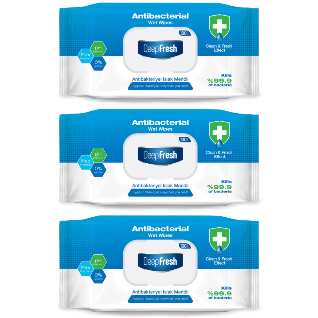 (BUNDLE OF 3) DEEP FRESH ANTIBACTERIAL WET WIPES 100PCS
