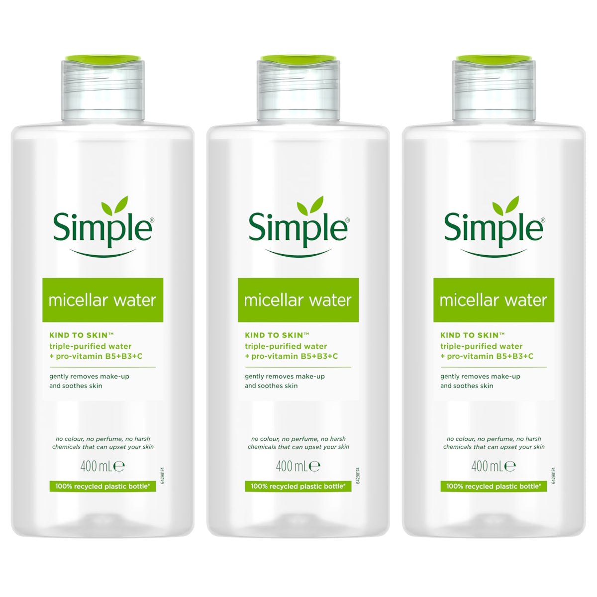 (BUNDLE OF 3) SIMPLE KIND TO SKIN MICELLAR WATER 400ML