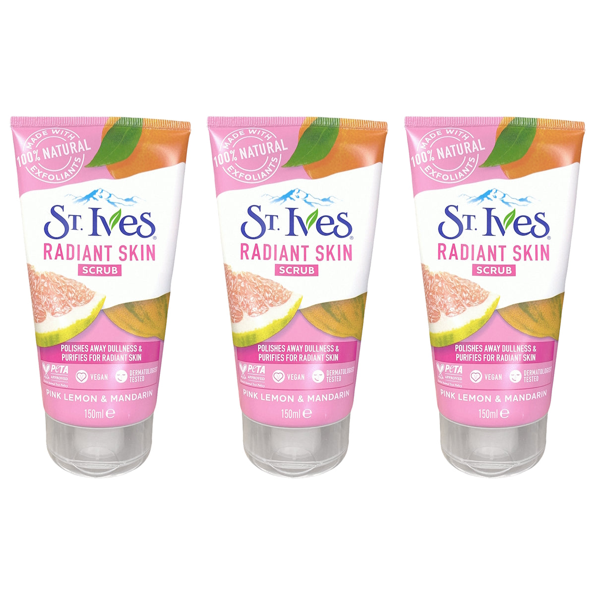 (BUNDLE OF 3) ST. IVES RADIANT SKIN PINK LEMON & MANDARIN SCRUB 150ML (EXP: 04/2026)