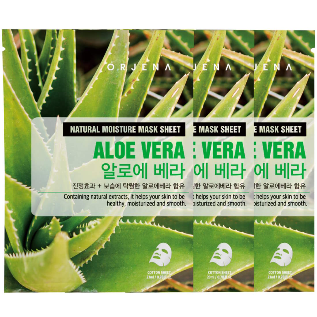 (BUNDLE OF 3) ORJENA NATURAL MOISTURE MASK SHEET ALOE VERA 23ML