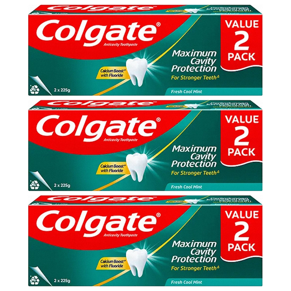 (BUNDLE OF 3) COLGATE MAXIMUM CAVITY PROTECTION FRESH COOL MINT TOOTHPASTE 2X225G