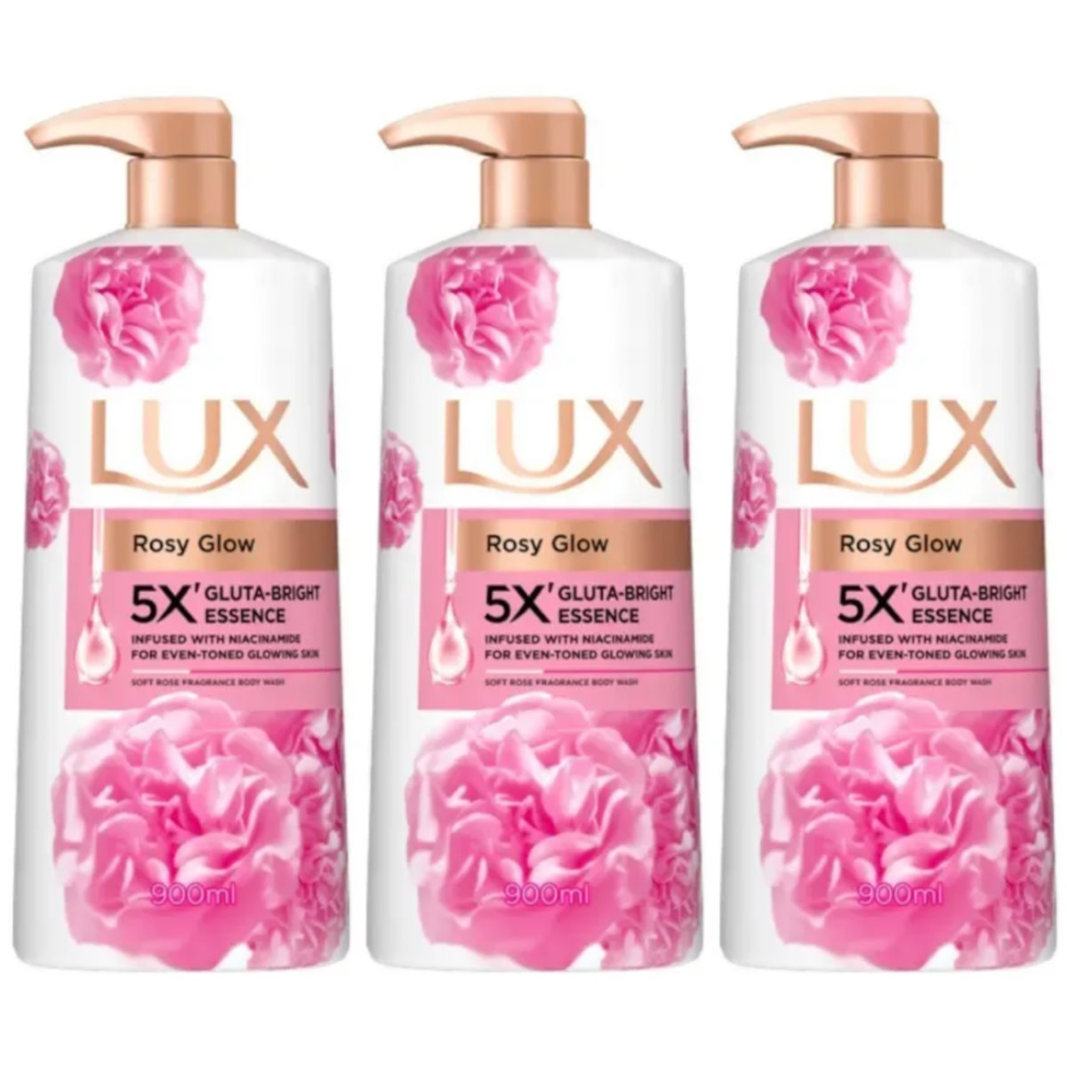 (BUNDLE OF 3) LUX ROSY GLOW BODY WASH 900ML