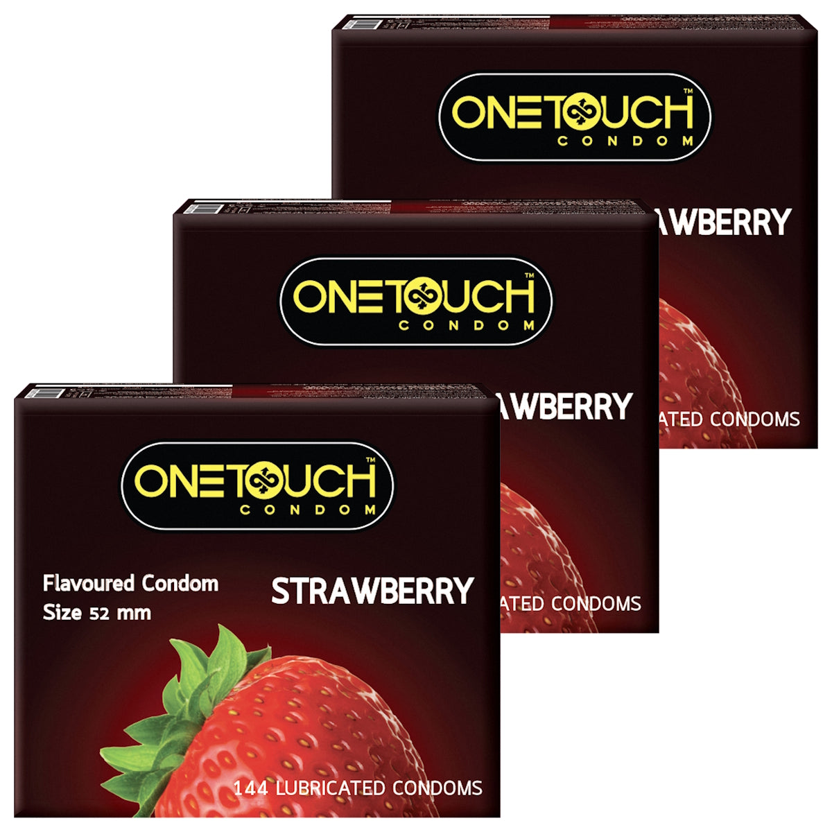 (BUNDLE OF 3) ONETOUCH STRAWBERRY FLAVOURED CONDOM 144S