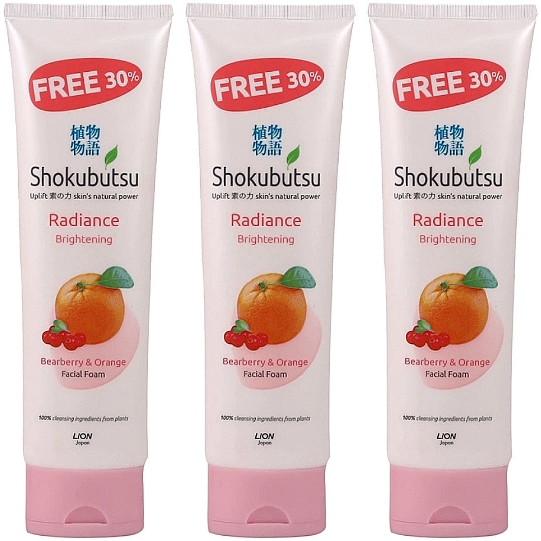 (BUNDLE OF 3) SHOKUBUTSU RADIANCE BRIGHTENING FACIAL FOAM 130G